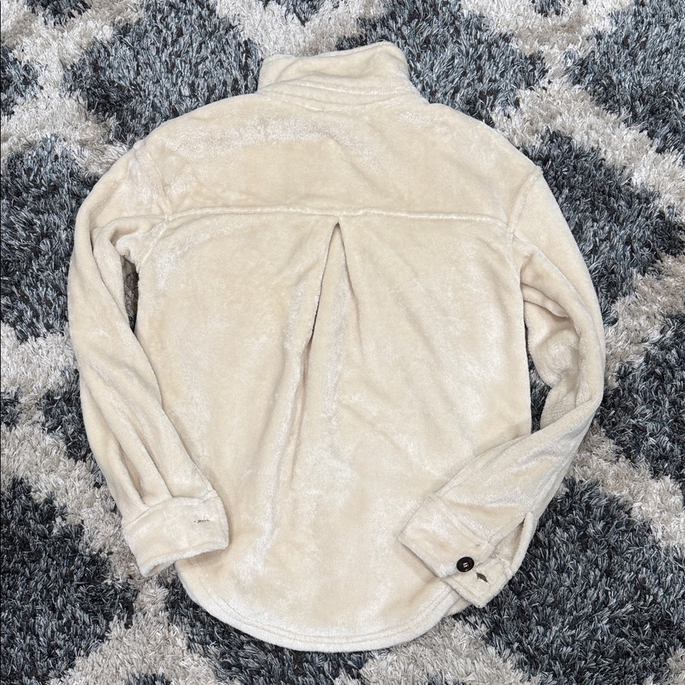 Cream Button-Up Fleece Jacket - Picture 3 of 3